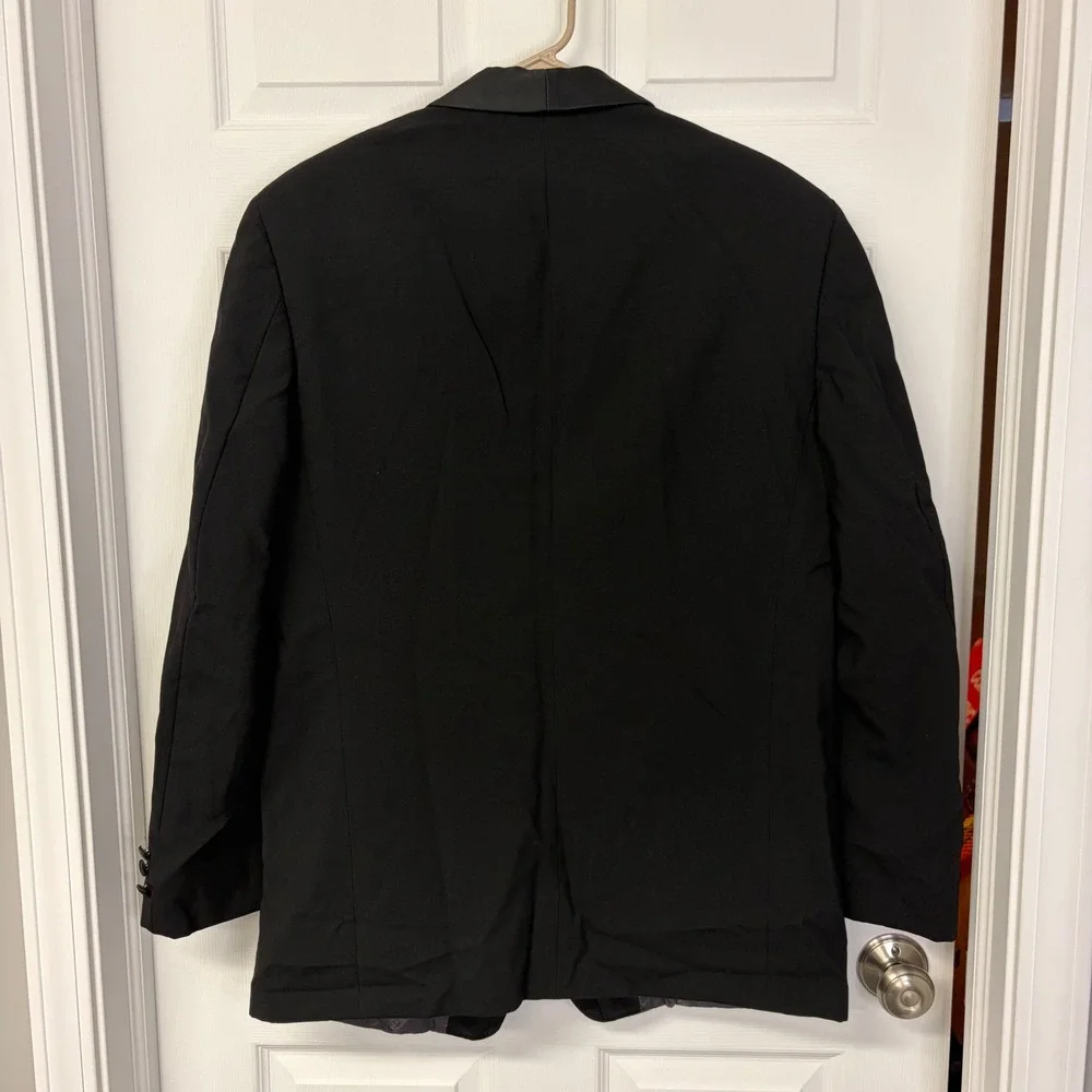 Christian Dior Grand Luxe Mens Black Tuxedo Jacket Satin Shawl Lapel 44L Blazer
